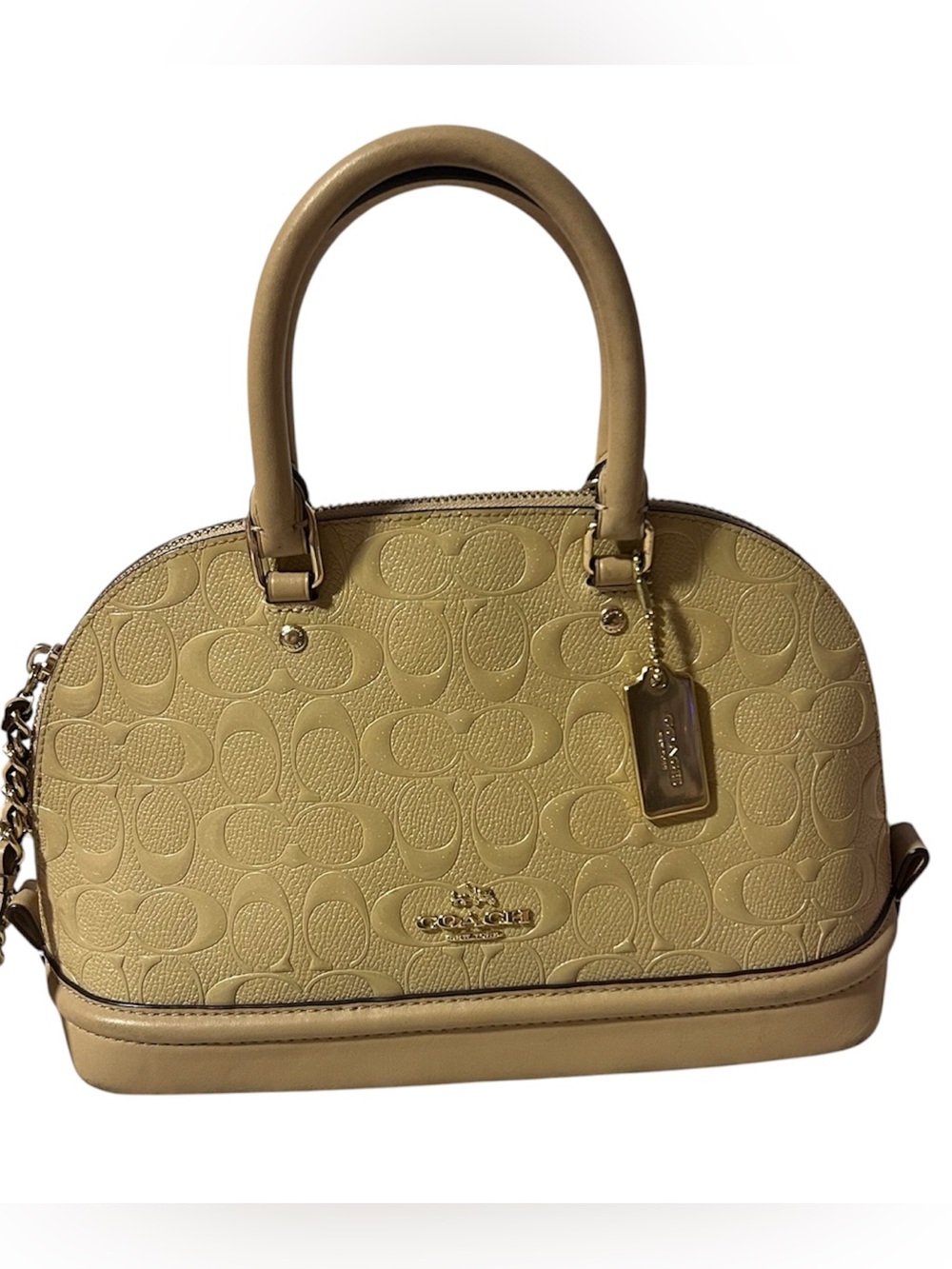 Coach mini sierra debossed patent signature satchel dome purse bag